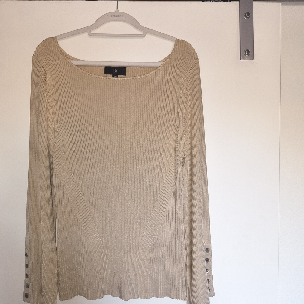Banana Republic Ribbed Knit Top in Nude